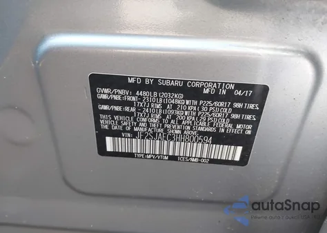 2017 Subaru Forester 2.5I Premium из США, поврежденный, VIN JF2SJAEC3HH800594